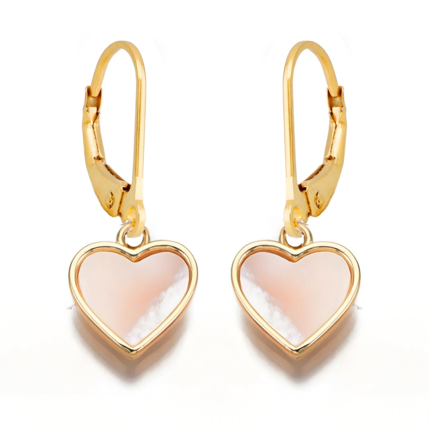 Surgical Steel Gold Plated Mother of Pearl Heart Earring