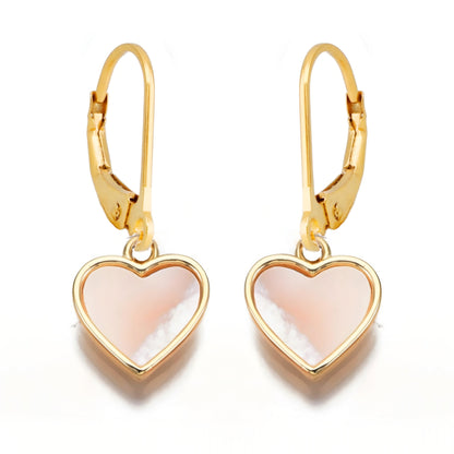 Surgical Steel Gold Plated Mother of Pearl Heart Earring