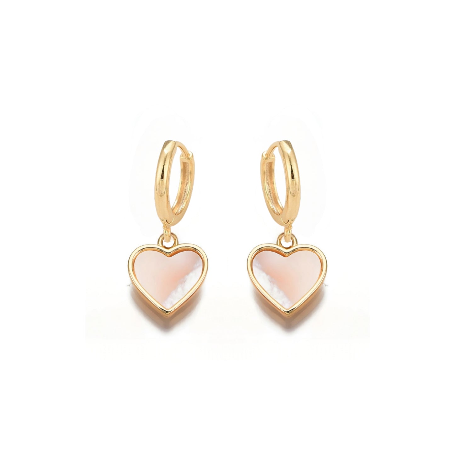 Surgical Steel Gold Plated Mother of Pearl Heart Earring