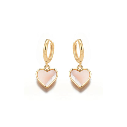 Surgical Steel Gold Plated Mother of Pearl Heart Earring