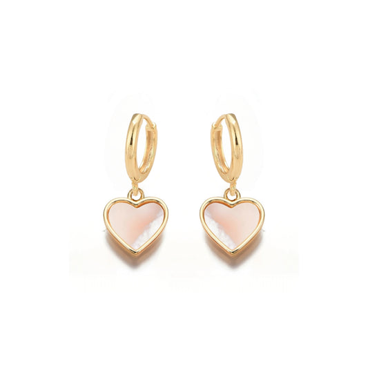 Surgical Steel Gold Plated Mother of Pearl Heart Earring