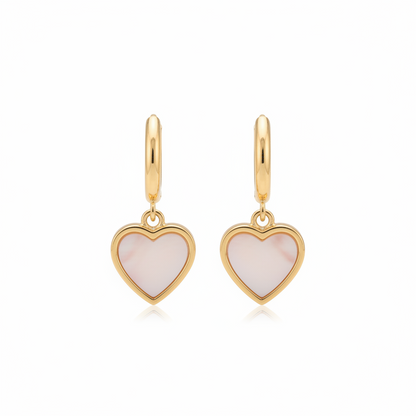 Surgical Steel Gold Plated Mother of Pearl Heart Earring
