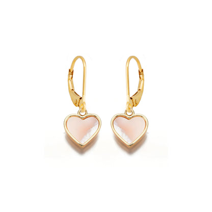 Surgical Steel Gold Plated Mother of Pearl Heart Earring