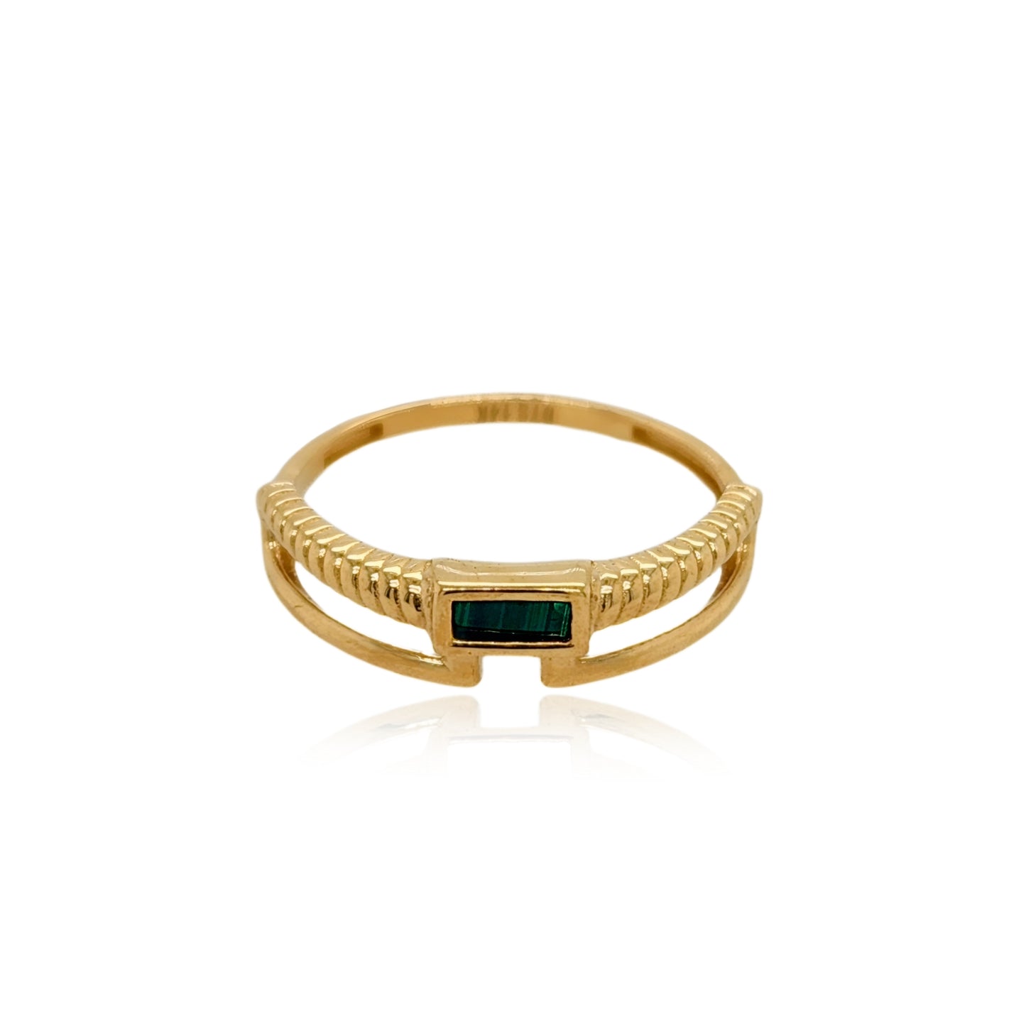 14k Gold Two Row With Malachite Ring