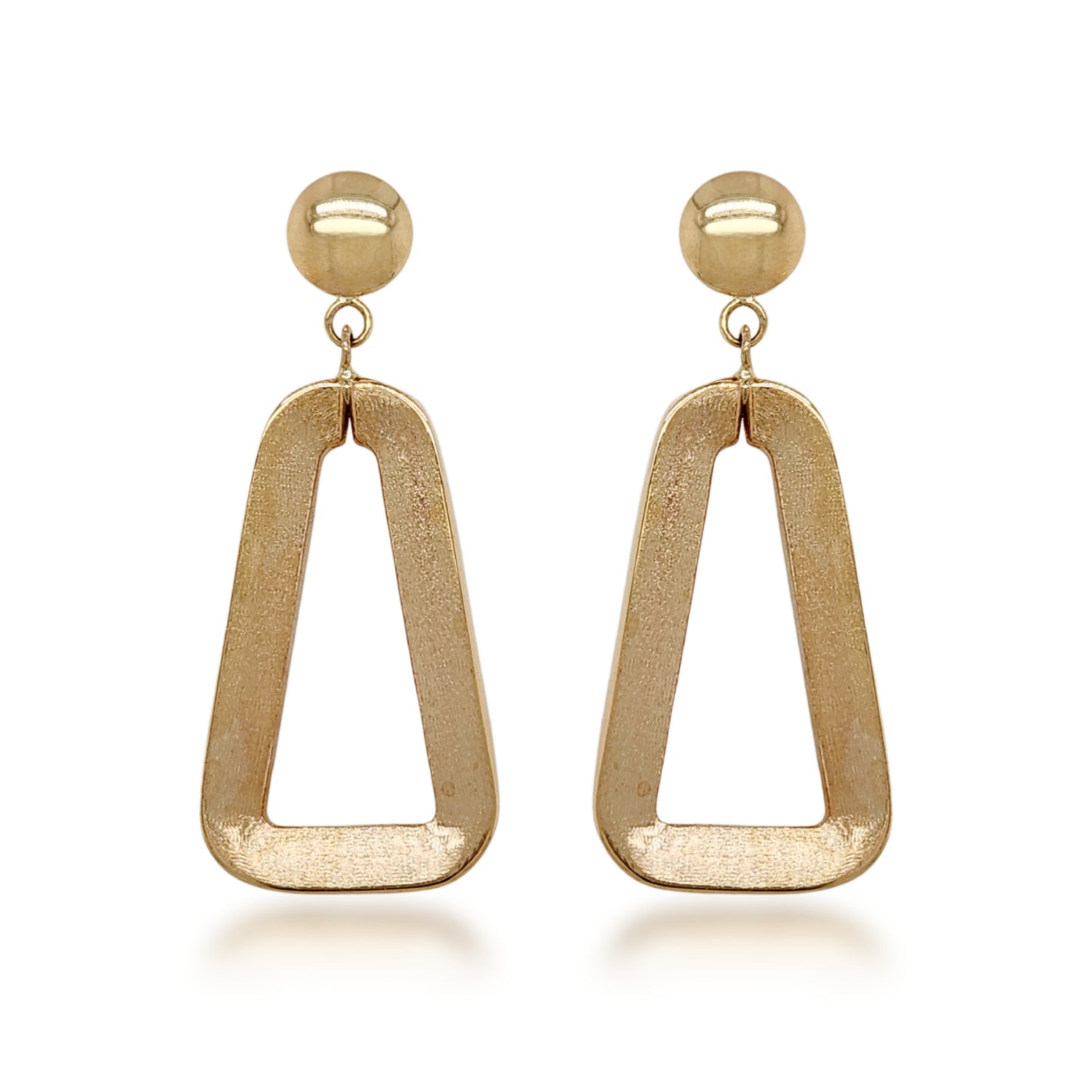 14K Gold Dangling Triangle Shape Earrings