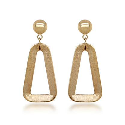 14K Gold Dangling Triangle Shape Earrings