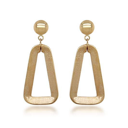 14K Gold Dangling Triangle Shape Earrings