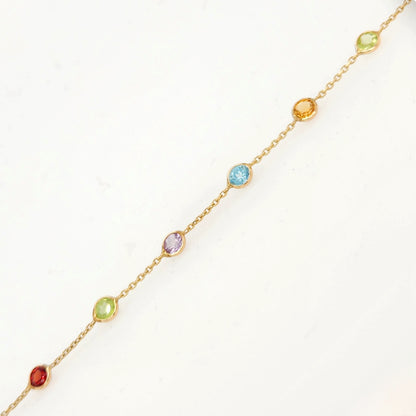 14K Small Multicolor Gemstone Bracelet