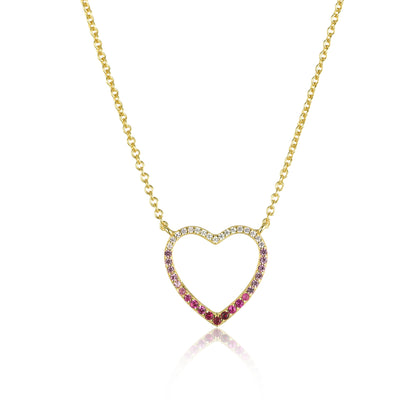 Sterling Silver Colorful Heart Necklace