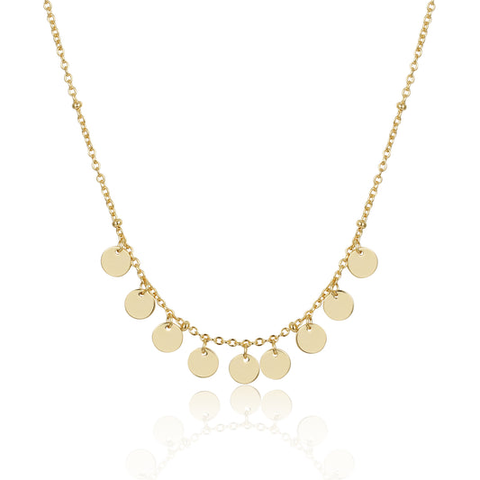 Sterling Silver Gold Plated Dangling Circles Necklace