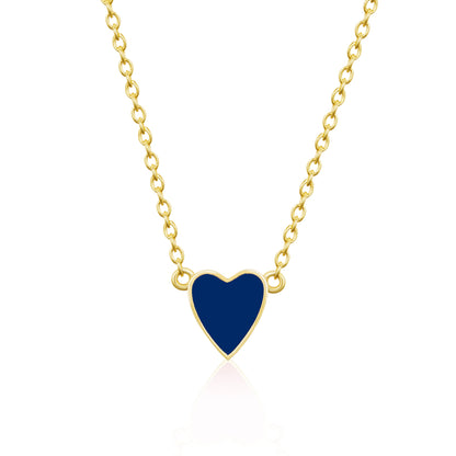 Sterling Silver Gold Plated Enamel Heart Necklace