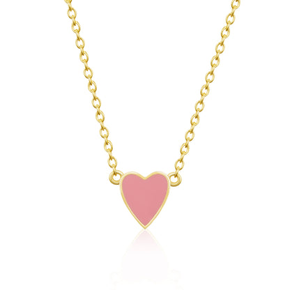 Sterling Silver Gold Plated Enamel Heart Necklace