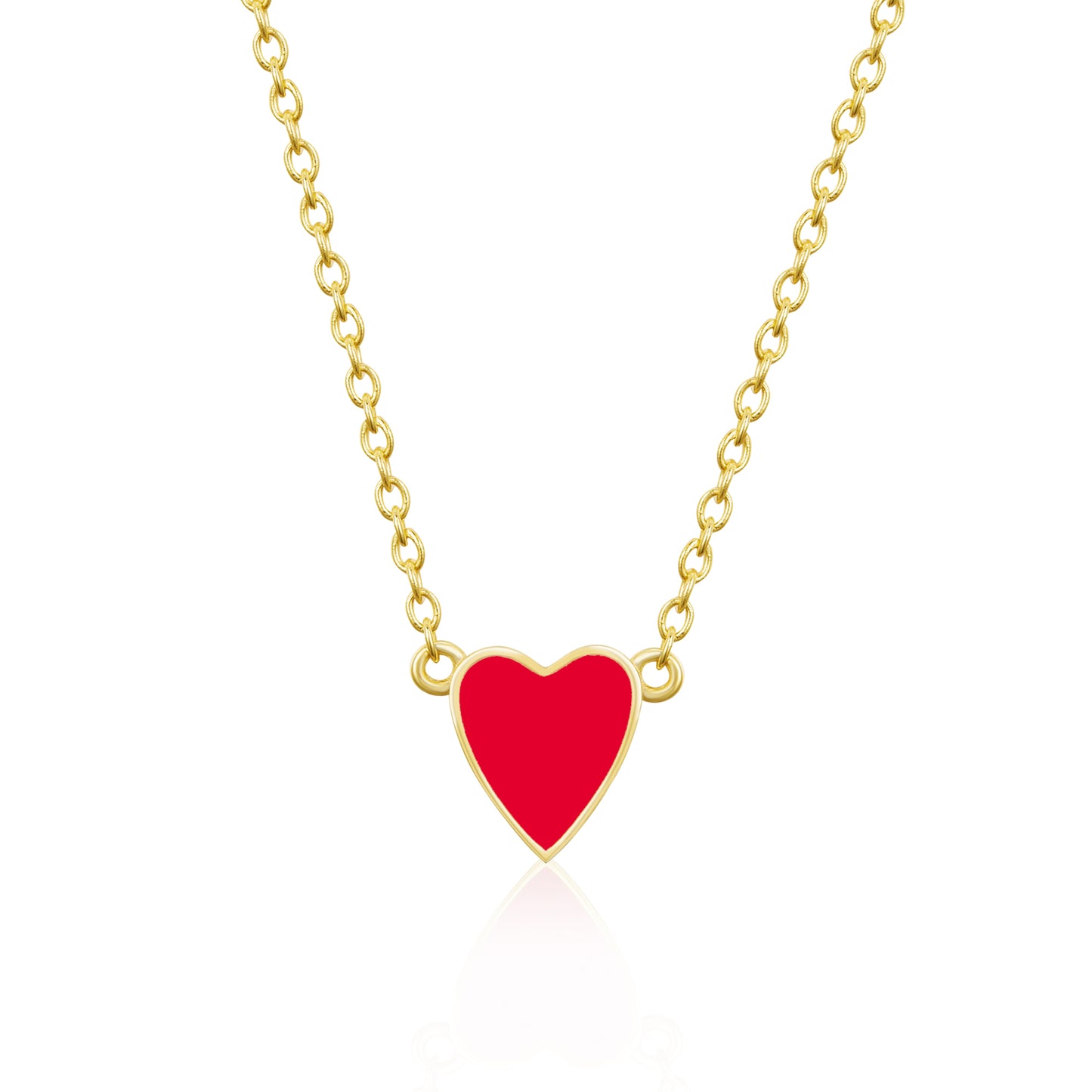 Sterling Silver Gold Plated Enamel Heart Necklace