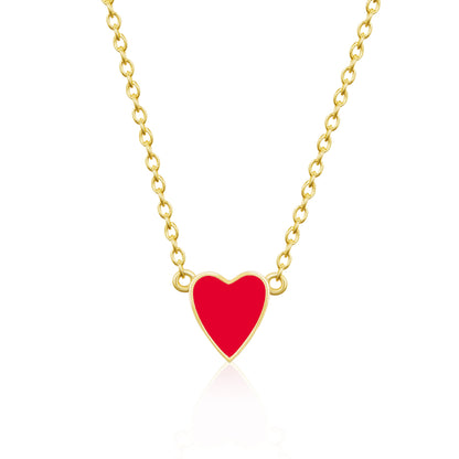 Sterling Silver Gold Plated Enamel Heart Necklace