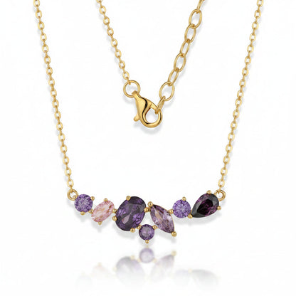 Multi-Stone CZ Cluster Bar Necklace