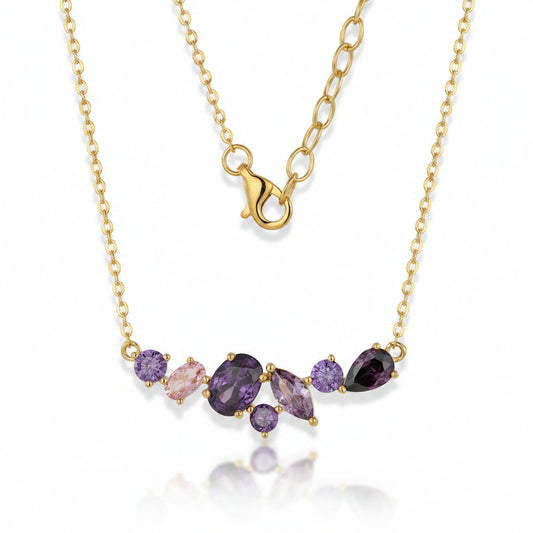 Multi-Stone CZ Cluster Bar Necklace