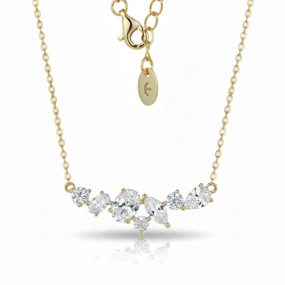 Multi-Stone CZ Cluster Bar Necklace