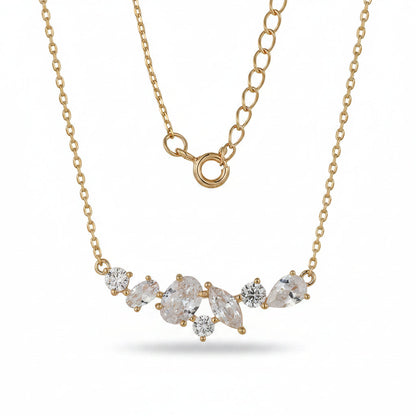 Multi-Stone CZ Cluster Bar Necklace