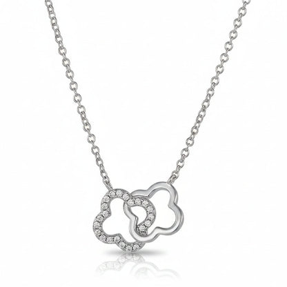 Pavé CZ Interlocking Clover Pendant Necklace