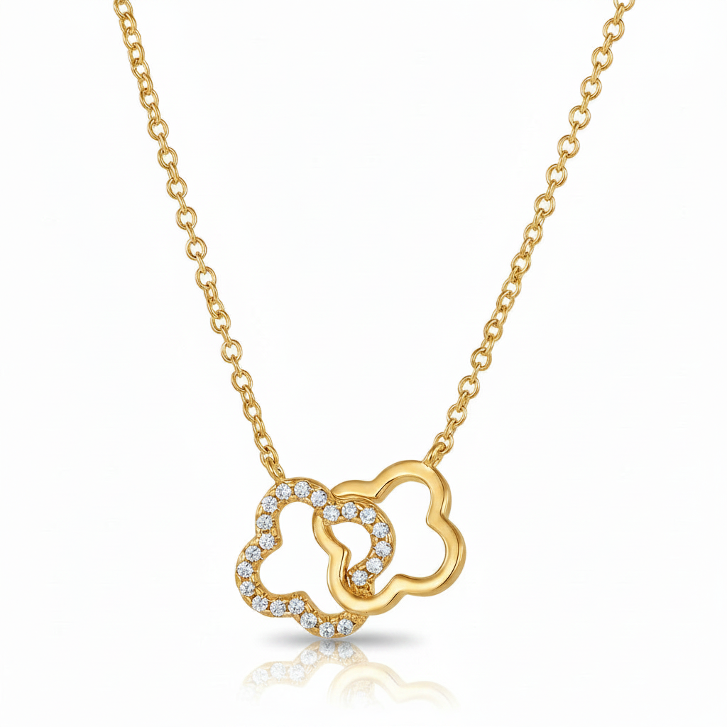 Pavé CZ Interlocking Clover Pendant Necklace