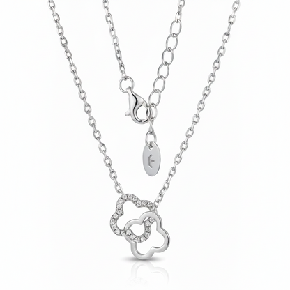 Pavé CZ Interlocking Clover Pendant Necklace