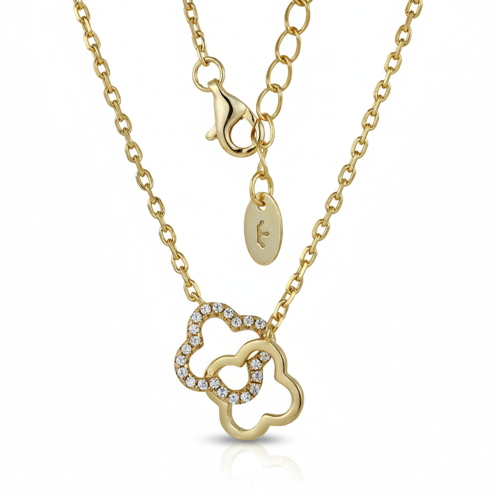 Pavé CZ Interlocking Clover Pendant Necklace