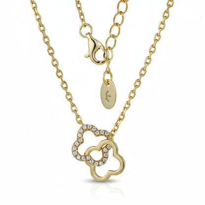 Pavé CZ Interlocking Clover Pendant Necklace