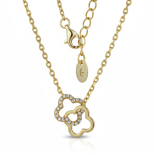 Pavé CZ Interlocking Clover Pendant Necklace