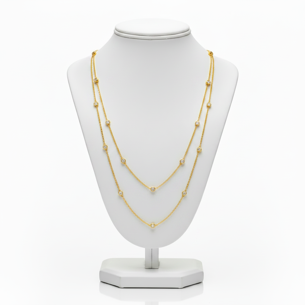 CZ Diamond by the Yard Station Necklace