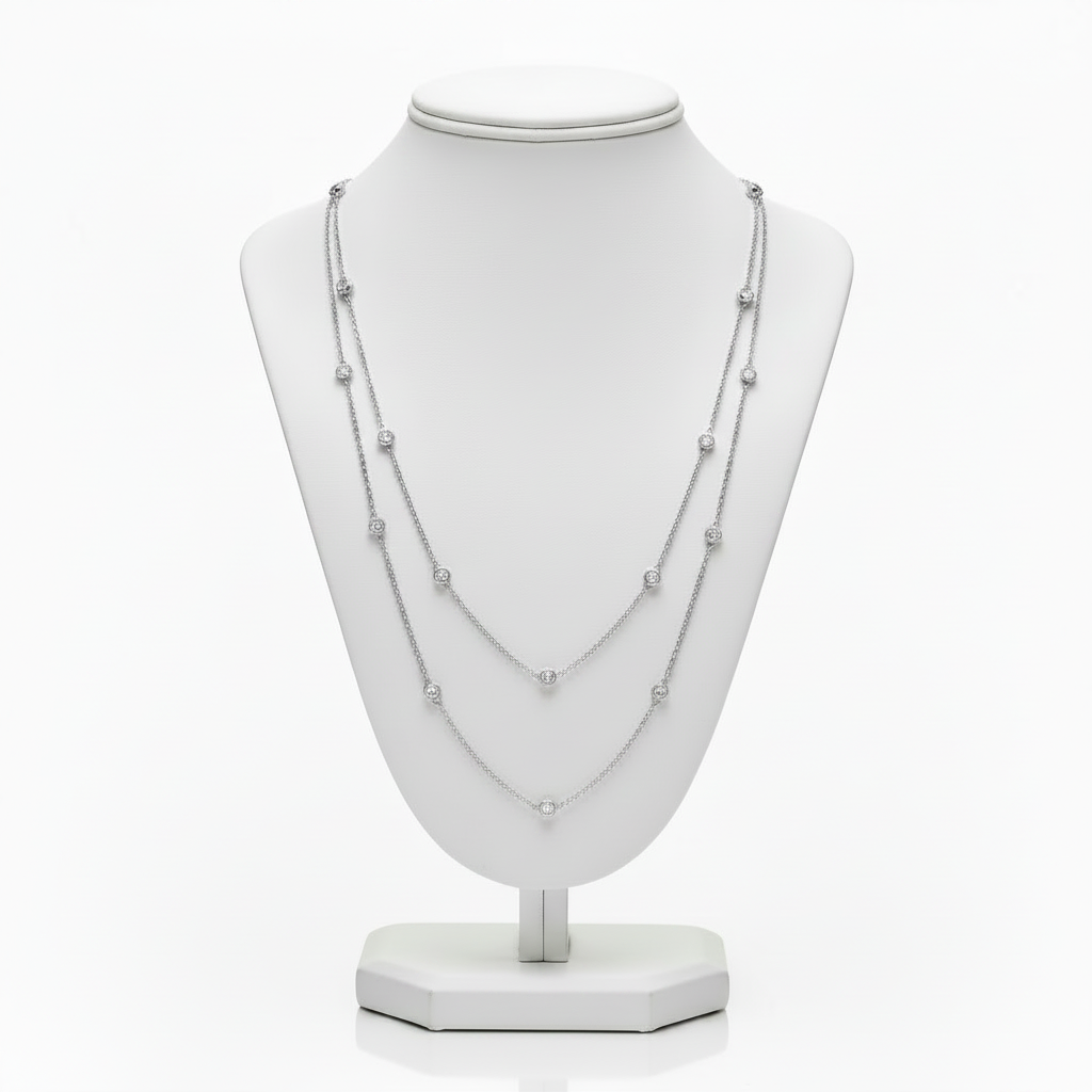 CZ Diamond by the Yard Station Necklace