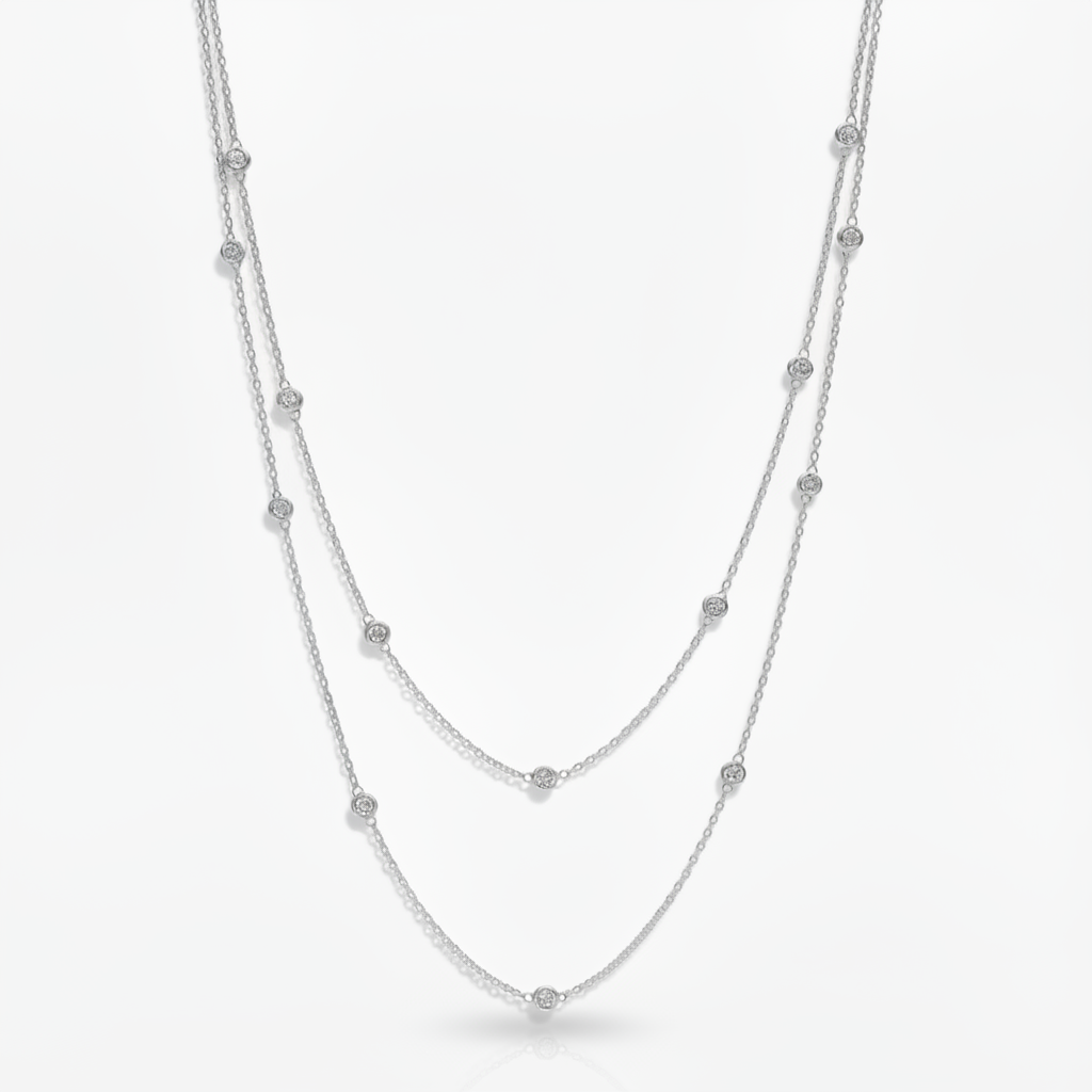 CZ Diamond by the Yard Station Necklace