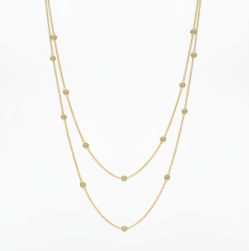 CZ Diamond by the Yard Station Necklace