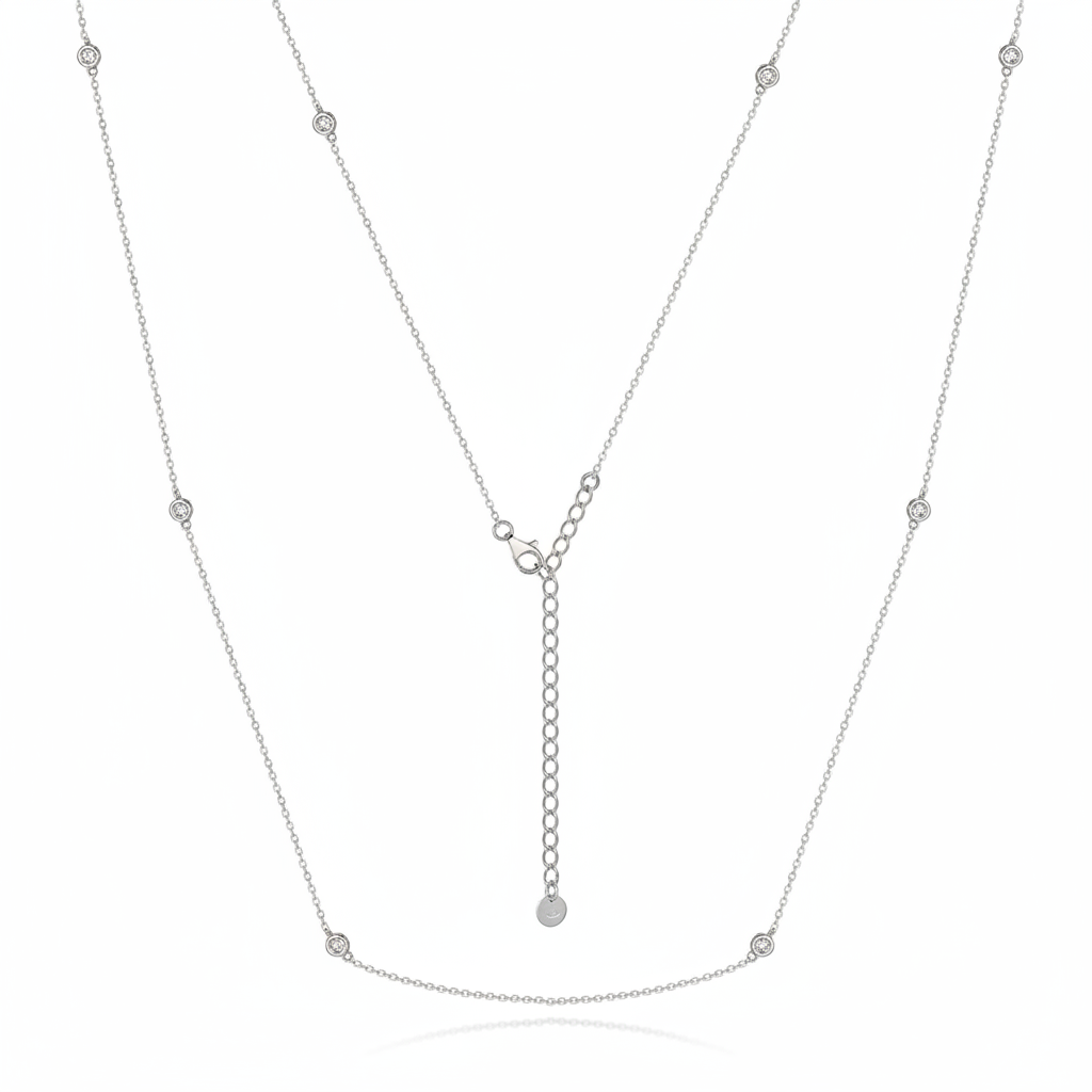 CZ Diamond by the Yard Station Necklace