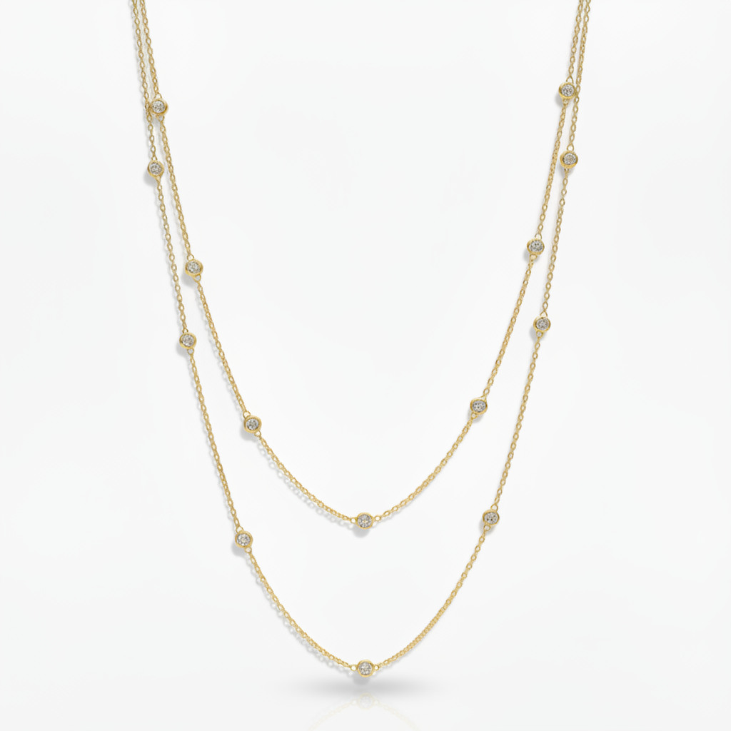 CZ Diamond by the Yard Station Necklace
