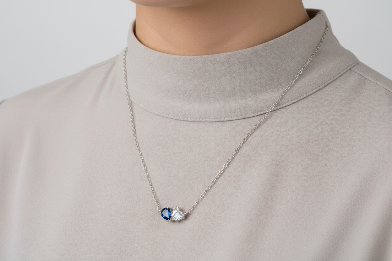 Sterling Silver Two Shape Pendant Necklace