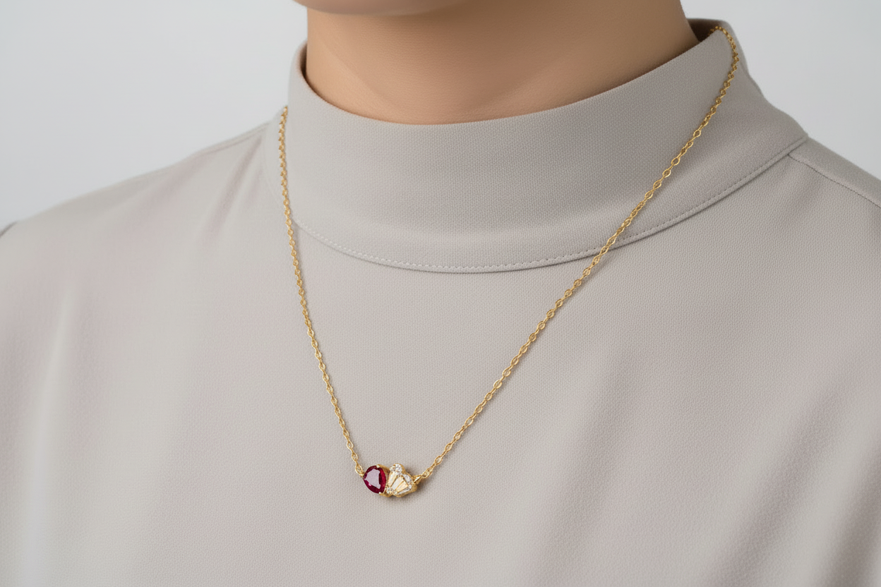 Sterling Silver Two Shape Pendant Necklace