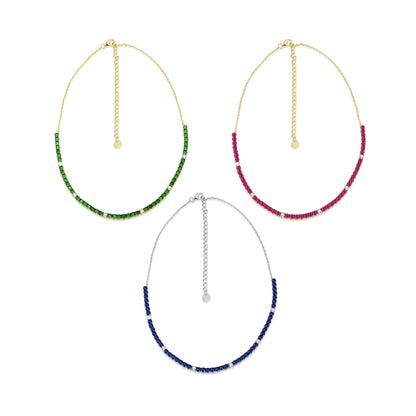Sterling Silver Colorful 55 Stone Tennis Necklace