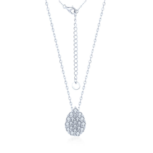 Sterling Silver Pear Shaped Micropave Solitaire Necklace