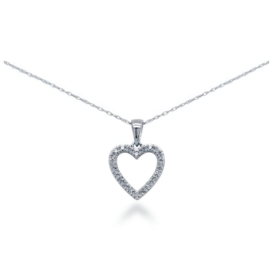 10K Small Diamond Heart Pendant Necklace