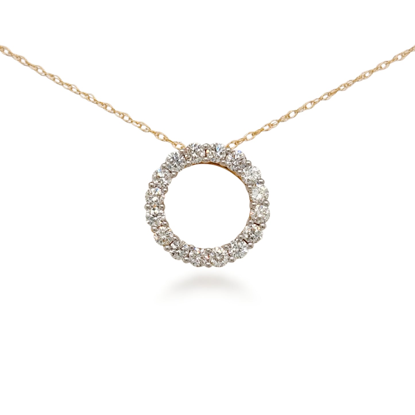 14K Gold Circle Diamond Necklace