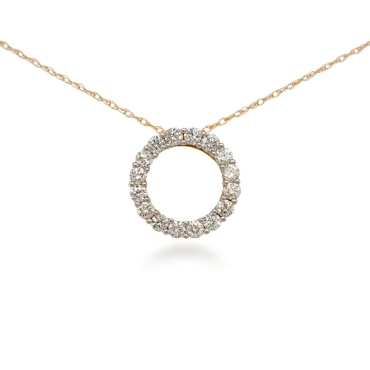 14K Gold Circle Diamond Necklace