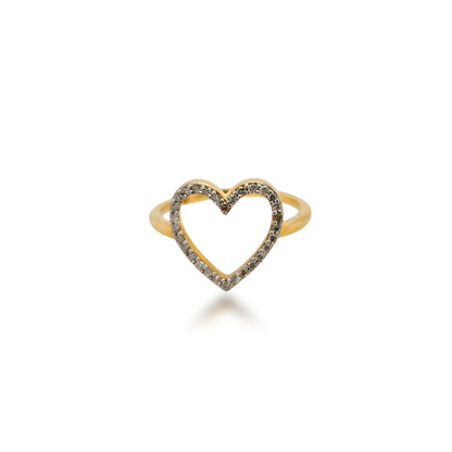 10K Yellow Gold Diamond Heart Outline Ring