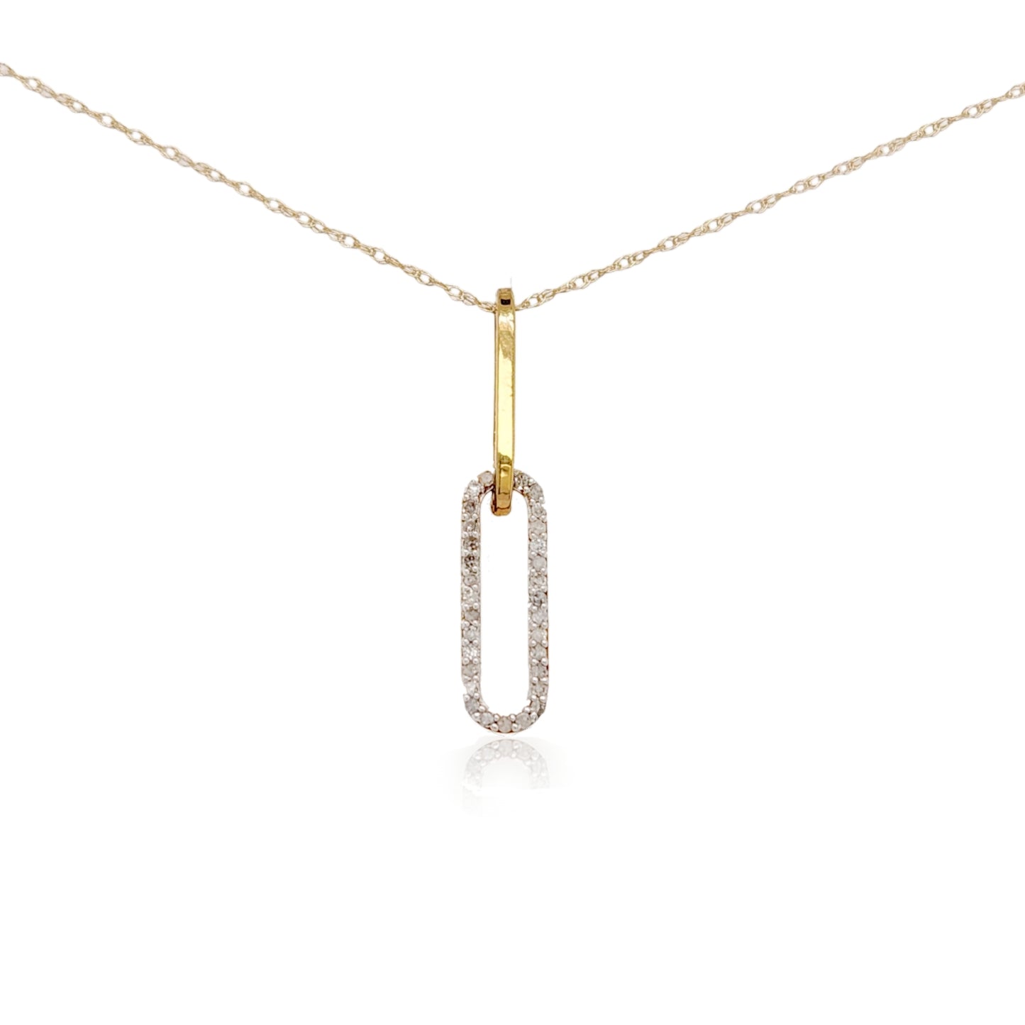 10K Gold Paperclip With Diamonds Pendant