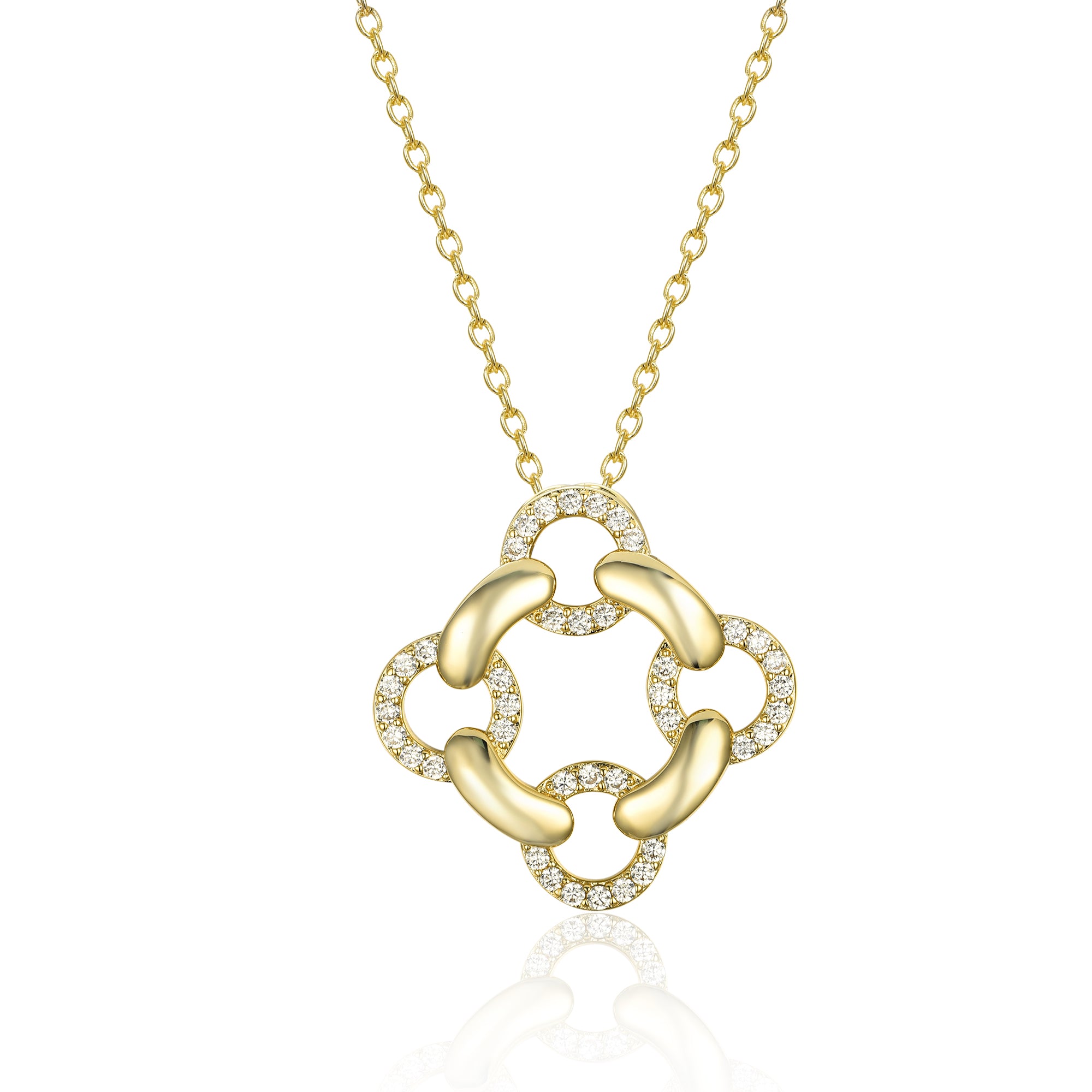 Sterling Silver Interlocking Circles CZ Pendant Necklace | HK Jewels