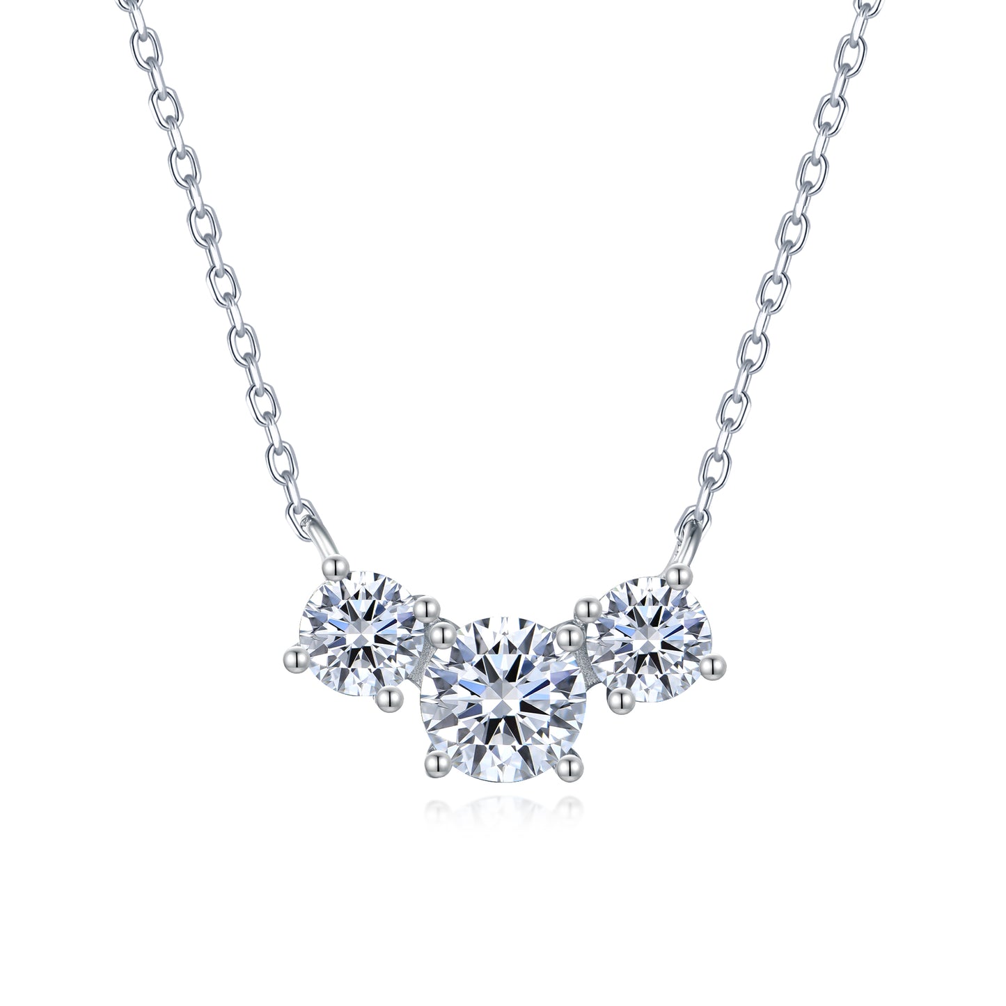 Sterling Silver 3 CZ Necklace