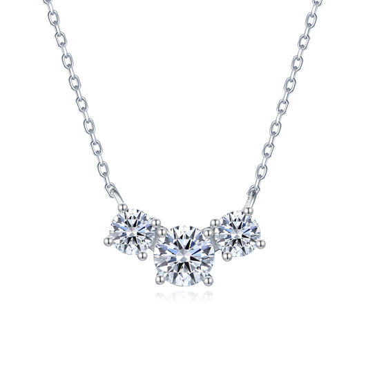 Sterling Silver 3 CZ Necklace