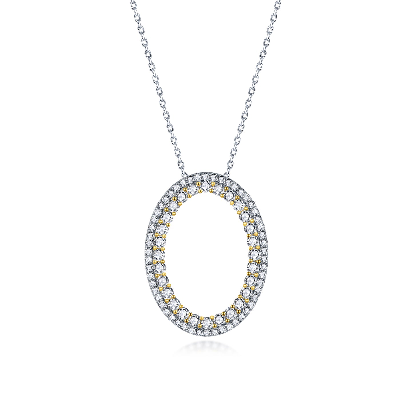 Sterling Silver Pendant With Clear and Colored Stone On Diamond Cut Chain