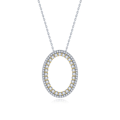 Sterling Silver Pendant With Clear and Colored Stone On Diamond Cut Chain