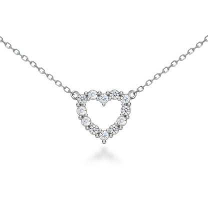 Sterling Silver CZ Outline Heart Necklace