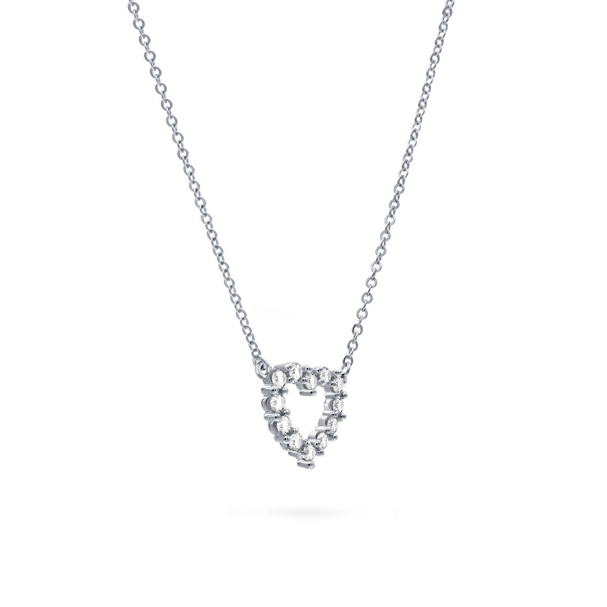 Sterling Silver CZ Outline Heart Necklace